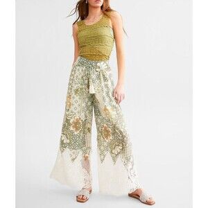 Miss Me Floral Crochet Beach Pant  Vacation Boho free spirit Gypsy Hippie cozy